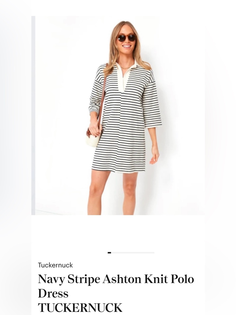 Tuckernuck Ivory and Black Striped Polo Dress Size M